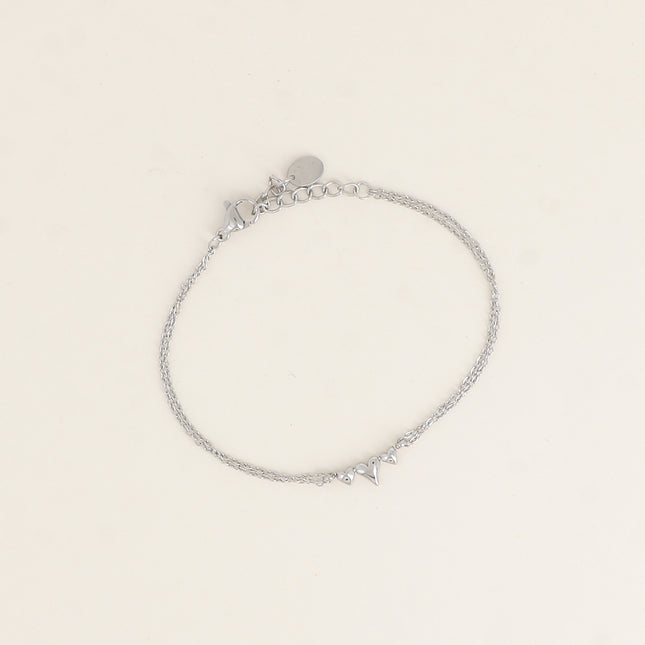 Bracelet - 2 rangs avec pendentif 3 coeurs