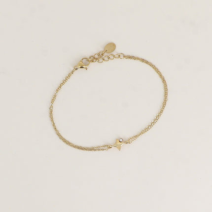 Bracelet - 2 rangs avec pendentif étoilé et cristal