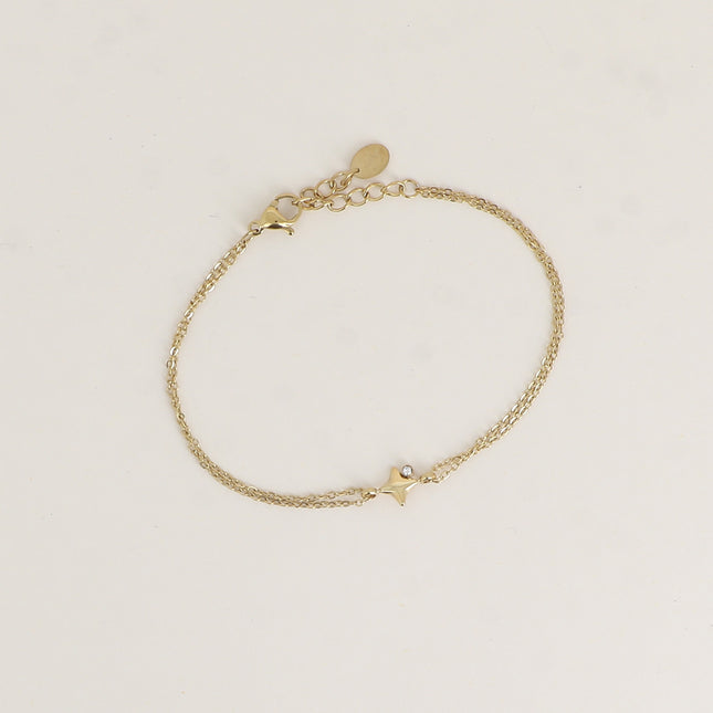Bracelet - 2 rangs avec pendentif étoilé et cristal