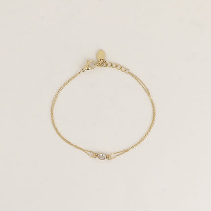Bracelet - 2 rangs avec cristal oval