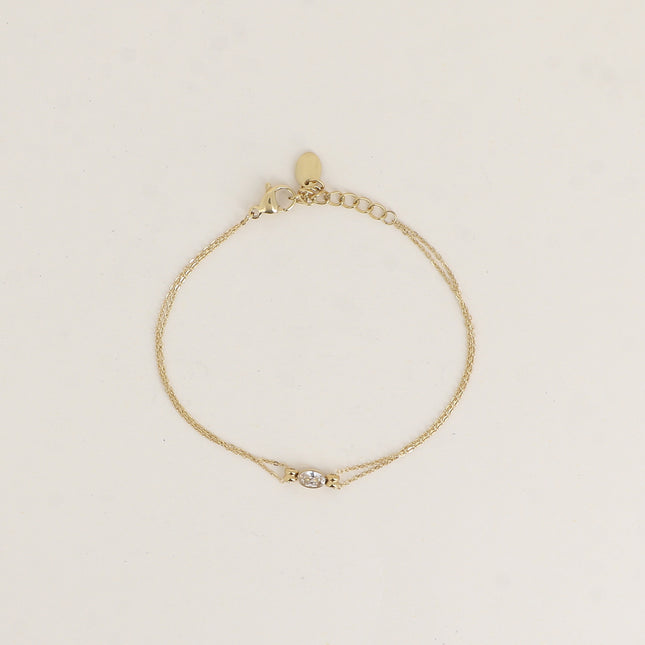 Bracelet - 2 rangs avec cristal oval