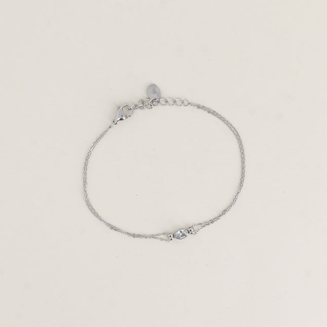 Bracelet - 2 rangs avec cristal oval
