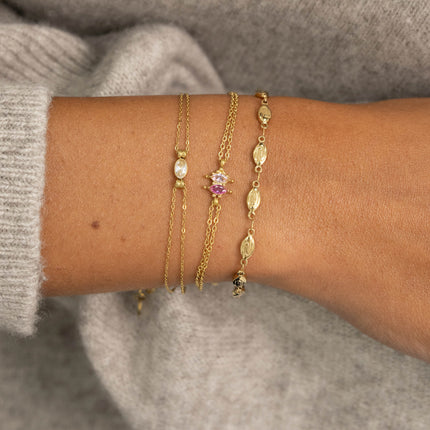 Bracelet - 2 rangs avec cristal oval