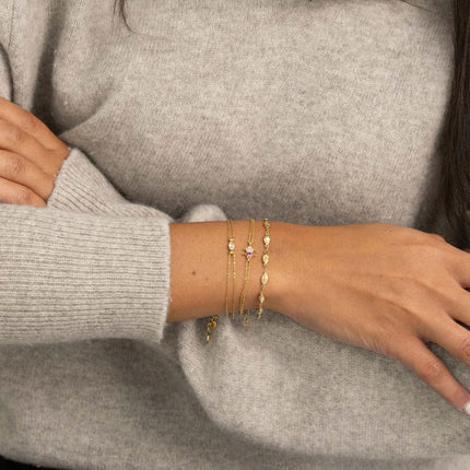 Bracelet - 2 rangs avec pendentif 2 cristaux navettes