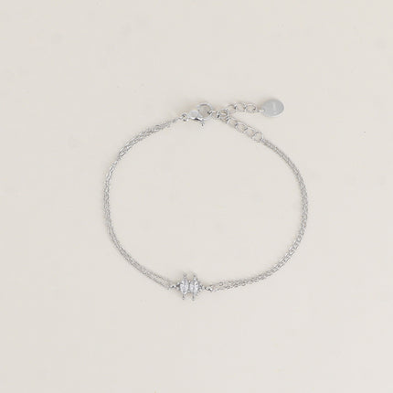 Bracelet - 2 rangs avec pendentif 2 cristaux navettes