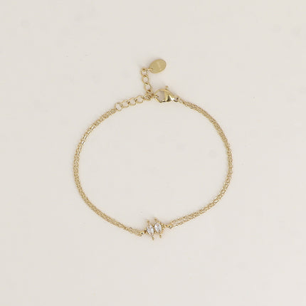 Bracelet - 2 rangs avec pendentif 2 cristaux navettes