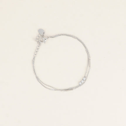 Bracelet - 2 rangs avec barres et 3 cristaux