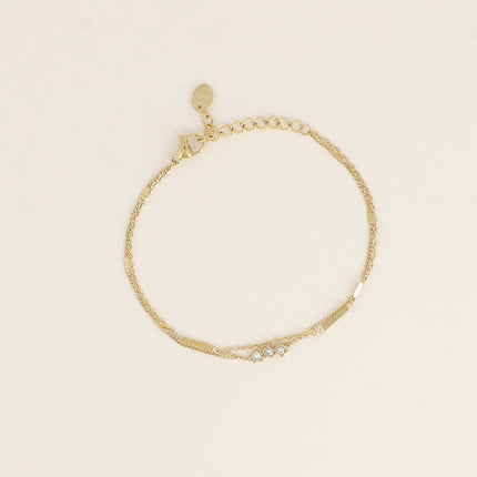 Bracelet - 2 rangs avec barres et 3 cristaux
