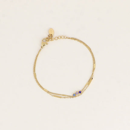 Bracelet - 2 rangs avec barres et 3 cristaux