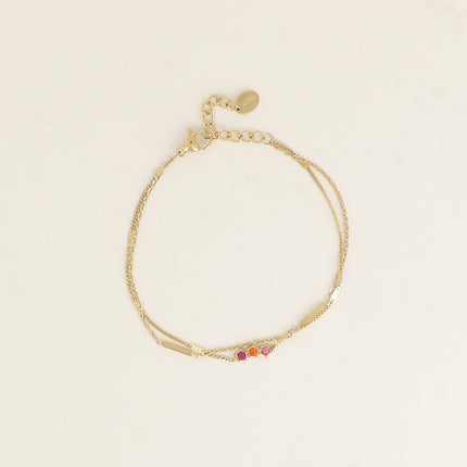 Bracelet - 2 rangs avec barres et 3 cristaux