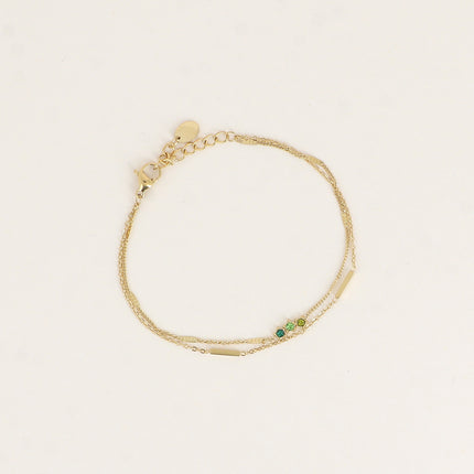 Bracelet - 2 rangs avec barres et 3 cristaux