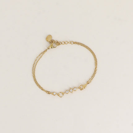 Bracelet - 2 rangs avec cristaux navettes et ronds