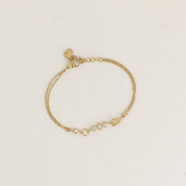 Bracelet - 2 rangs avec cristaux navettes et ronds