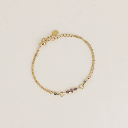 Bracelet - 2 rangs avec cristaux navettes et ronds