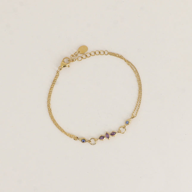Bracelet - 2 rangs avec cristaux navettes et ronds