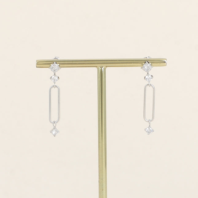Boucles pendantes - 3 oxydes de zirconium et anneau ovale