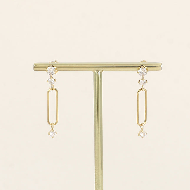 Boucles pendantes - 3 oxydes de zirconium et anneau ovale