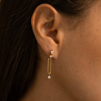 Boucles pendantes - 3 oxydes de zirconium et anneau ovale