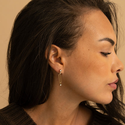 Boucles pendantes - 3 oxydes de zirconium et anneau ovale