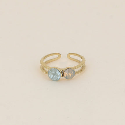 Bague - 2 anneaux texturés, ornée de cristaux de Swarovski® SS29 et SS24