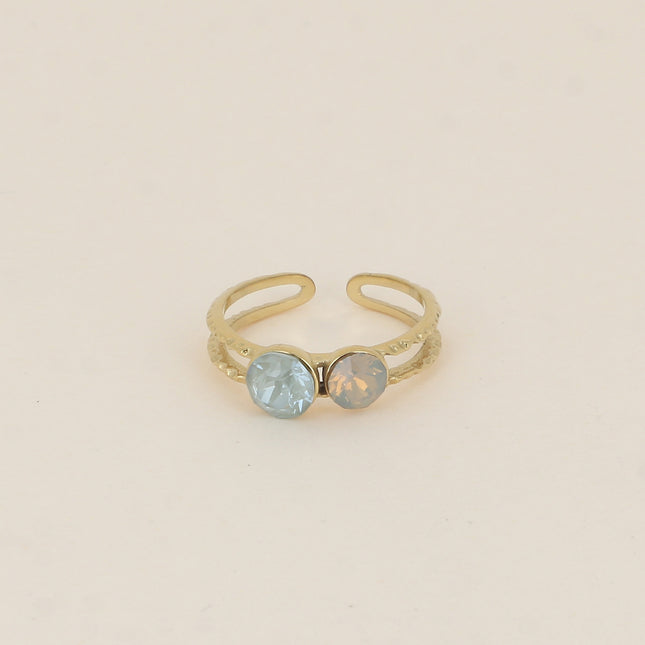 Bague - 2 anneaux texturés, ornée de cristaux de Swarovski® SS29 et SS24