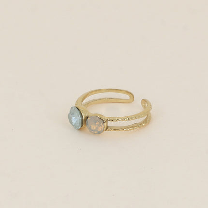 Bague - 2 anneaux texturés, ornée de cristaux de Swarovski® SS29 et SS24