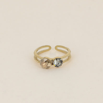Bague - 2 anneaux texturés, ornée de cristaux de Swarovski® SS29 et SS24