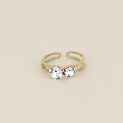 Bague - 2 anneaux texturés, ornée de cristaux de Swarovski® SS29 et SS24