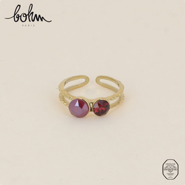 Bague - 2 anneaux texturés, ornée de cristaux de Swarovski® SS29 et SS24