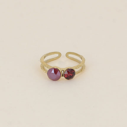 Bague - 2 anneaux texturés, ornée de cristaux de Swarovski® SS29 et SS24