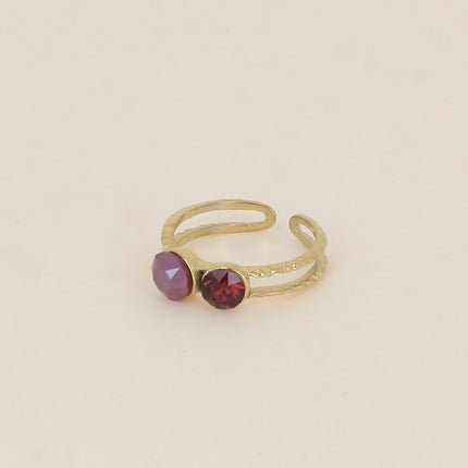 Bague - 2 anneaux texturés, ornée de cristaux de Swarovski® SS29 et SS24
