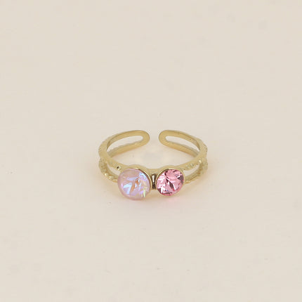 Bague - 2 anneaux texturés, ornée de cristaux de Swarovski® SS29 et SS24