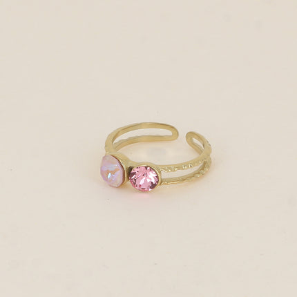 Bague - 2 anneaux texturés, ornée de cristaux de Swarovski® SS29 et SS24