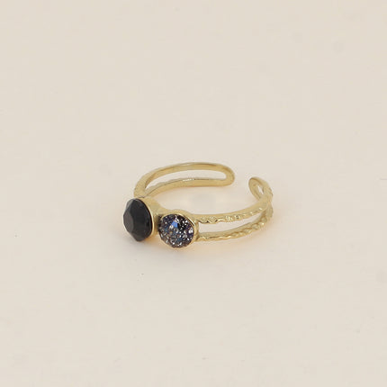 Bague - 2 anneaux texturés, ornée de cristaux de Swarovski® SS29 et SS24