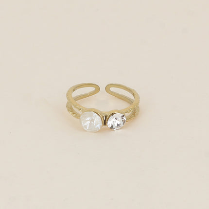 Bague - 2 anneaux texturés, ornée de cristaux de Swarovski® SS29 et SS24