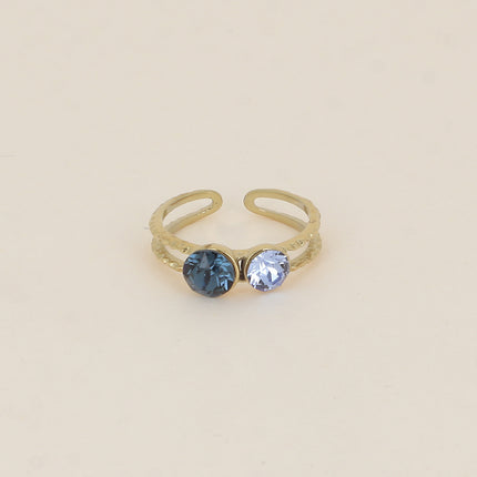 Bague - 2 anneaux texturés, ornée de cristaux de Swarovski® SS29 et SS24