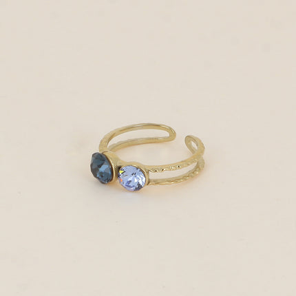 Bague - 2 anneaux texturés, ornée de cristaux de Swarovski® SS29 et SS24