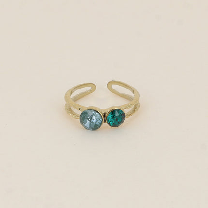 Bague - 2 anneaux texturés, ornée de cristaux de Swarovski® SS29 et SS24