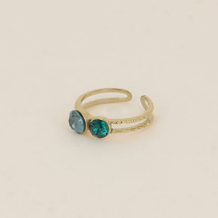 Bague - 2 anneaux texturés, ornée de cristaux de Swarovski® SS29 et SS24