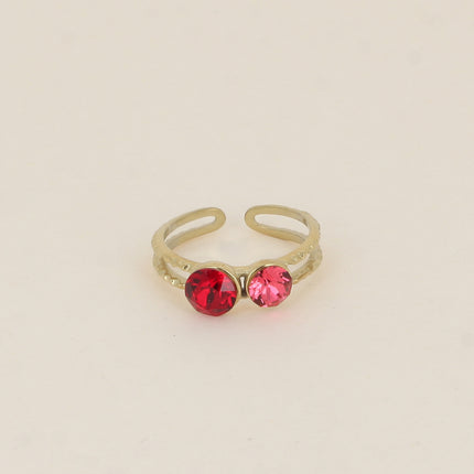 Bague - 2 anneaux texturés, ornée de cristaux de Swarovski® SS29 et SS24