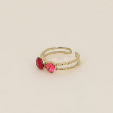 Bague - 2 anneaux texturés, ornée de cristaux de Swarovski® SS29 et SS24