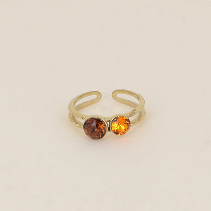 Bague - 2 anneaux texturés, ornée de cristaux de Swarovski® SS29 et SS24