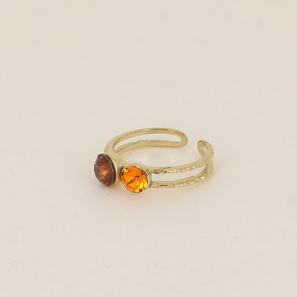 Bague - 2 anneaux texturés, ornée de cristaux de Swarovski® SS29 et SS24