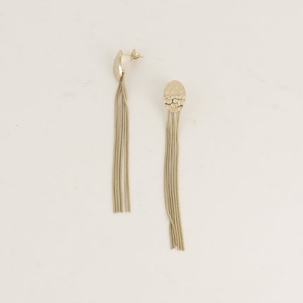 Boucles pendantes - pièce ovale martelée et 6 mailles serpent