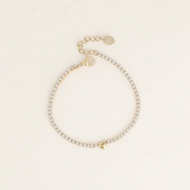 Bracelet - chaîne rivière et petit coeur