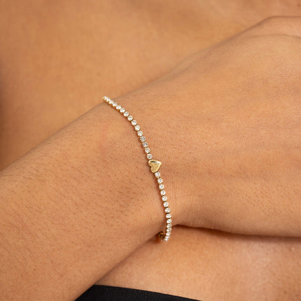 Bracelet - chaîne rivière et petit coeur