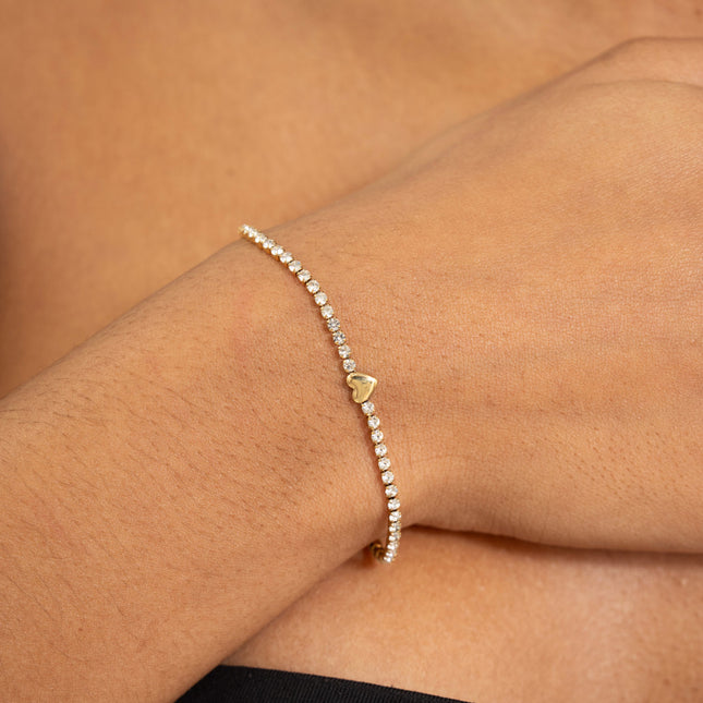 Bracelet - chaîne rivière et petit coeur