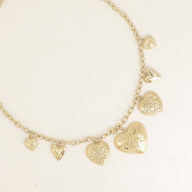 Collier - breloques coeurs