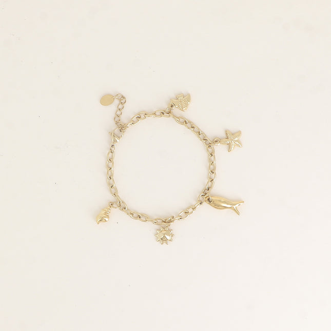 Bracelet - poissons, coquillages, soleil, étoile de mer