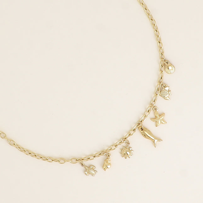 Collier - poissons, coquillages, soleil, étoile de mer